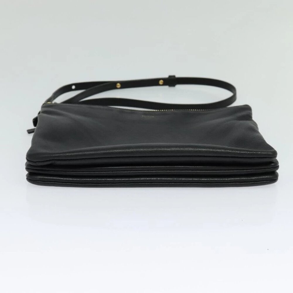 CELINE Trio bag Shoulder Bag Leather Black Gold Auth - Picture 7 of 16